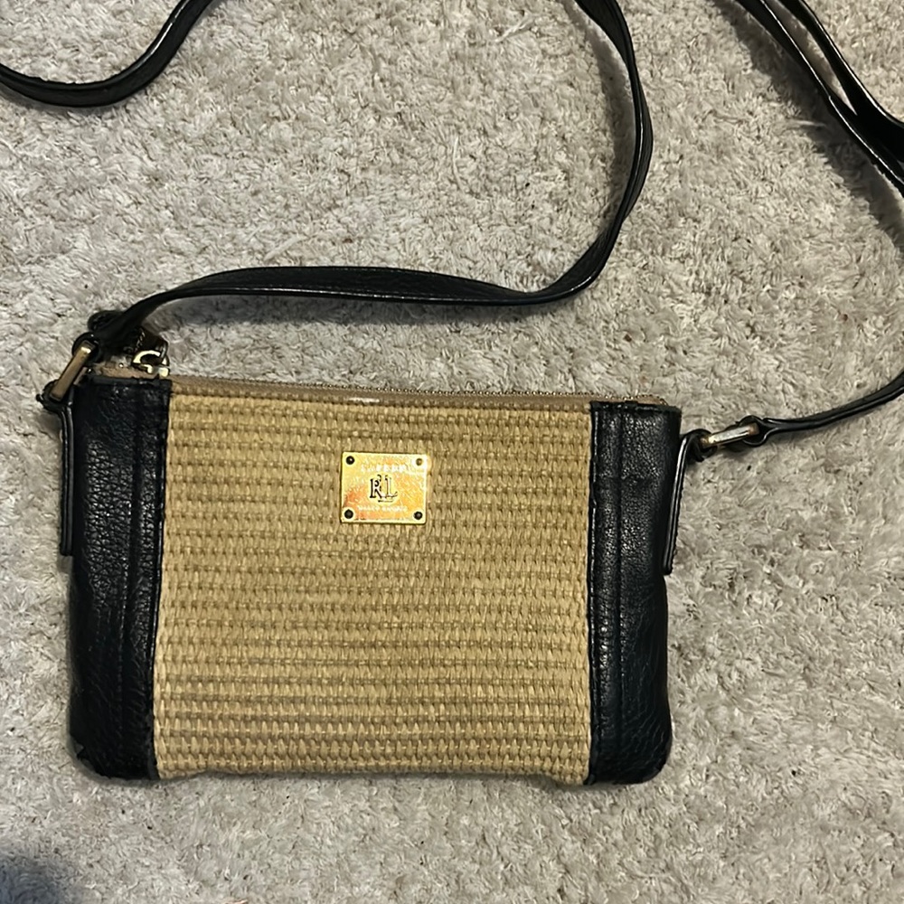Cutest bag ever!  Lauren Ralph Lauren Straw and cotton crossbody bag
